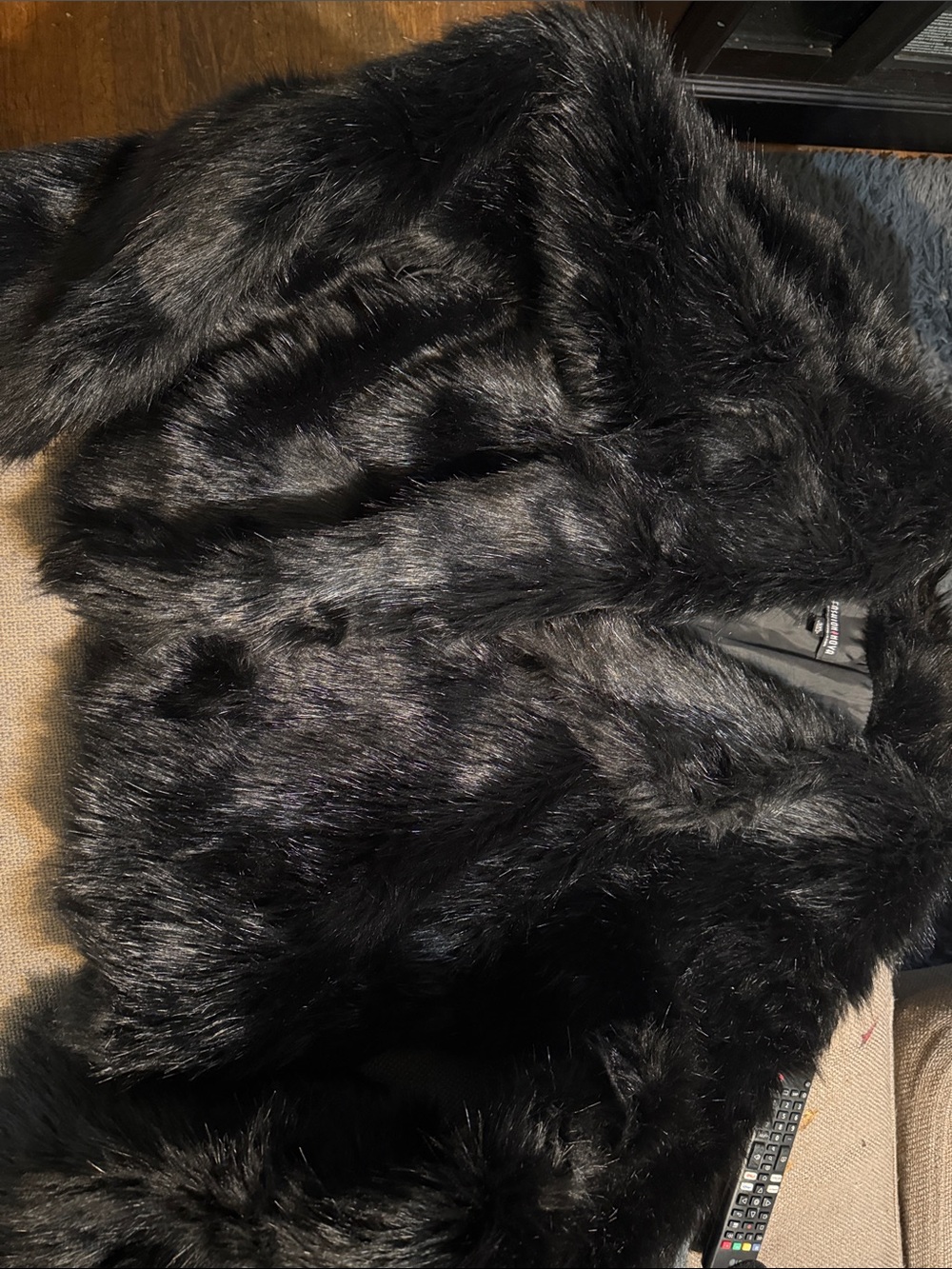Fashion Nova Black Faux Fur Teddy Coat - Picture 4 of 5